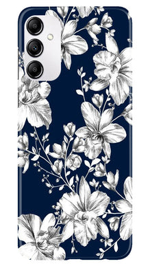 White flowers Blue Background Mobile Back Case for Samsung Galaxy M14 5G (Design - 14)