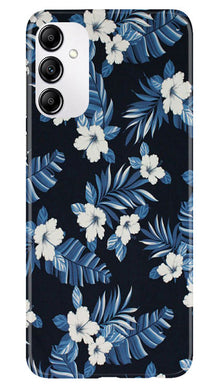 White flowers Blue Background2 Mobile Back Case for Samsung Galaxy M14 5G (Design - 15)