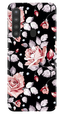 Pink rose Mobile Back Case for Samsung Galaxy A21 (Design - 12)