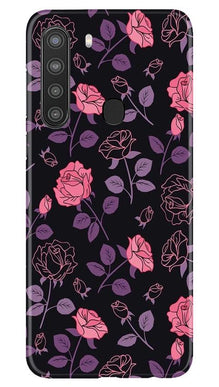 Rose Black Background Mobile Back Case for Samsung Galaxy A21 (Design - 27)