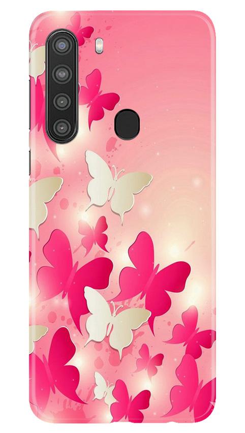 White Pick Butterflies Case for Samsung Galaxy A21