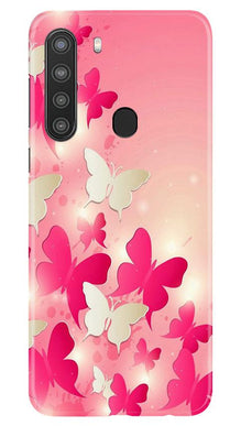 White Pick Butterflies Mobile Back Case for Samsung Galaxy A21 (Design - 28)