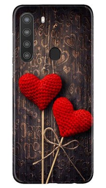 Red Hearts Mobile Back Case for Samsung Galaxy A21 (Design - 80)