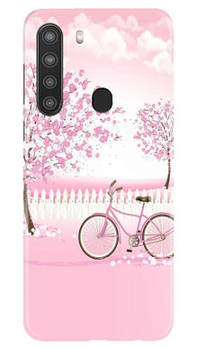 Pink Flowers Cycle Mobile Back Case for Samsung Galaxy A21  (Design - 102)