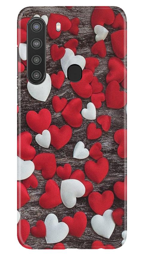 Red White Hearts Case for Samsung Galaxy A21(Design - 105)