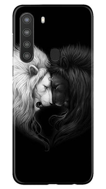 Dark White Lion Mobile Back Case for Samsung Galaxy A21  (Design - 140)