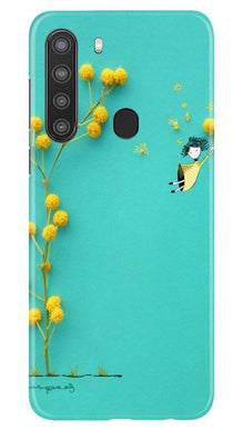 Flowers Girl Mobile Back Case for Samsung Galaxy A21 (Design - 216)