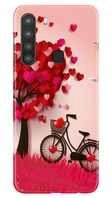 Red Heart Cycle Mobile Back Case for Samsung Galaxy A21 (Design - 222)