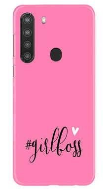Girl Boss Pink Mobile Back Case for Samsung Galaxy A21 (Design - 269)