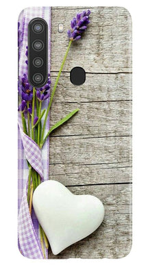 White Heart Mobile Back Case for Samsung Galaxy A21 (Design - 298)