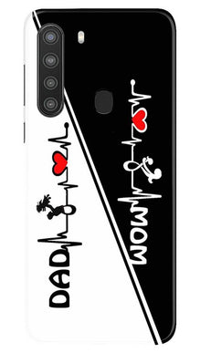 Love Mom Dad Mobile Back Case for Samsung Galaxy A21 (Design - 385)