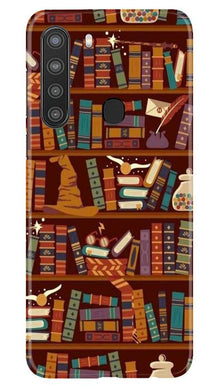 Book Shelf Mobile Back Case for Samsung Galaxy A21 (Design - 390)
