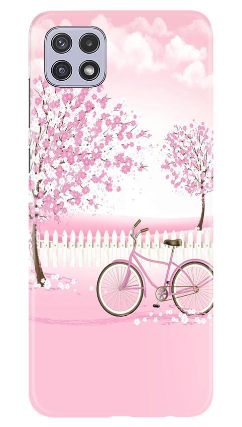 Pink Flowers Cycle Case for Samsung Galaxy A22(Design - 102)