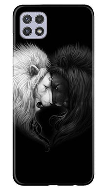 Dark White Lion Mobile Back Case for Samsung Galaxy A22  (Design - 140)