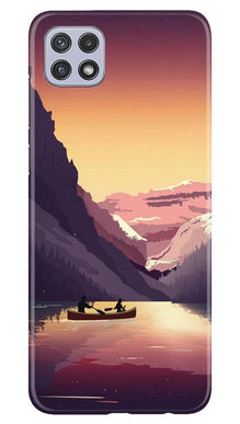Mountains Boat Mobile Back Case for Samsung Galaxy A22 (Design - 181)