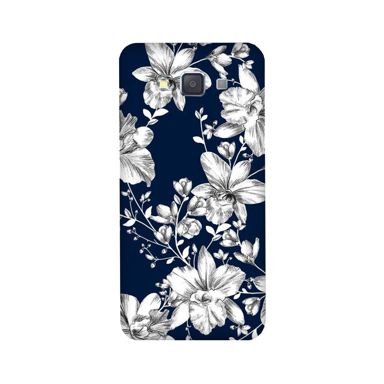 White flowers Blue Background Case for Galaxy A3 (2015)