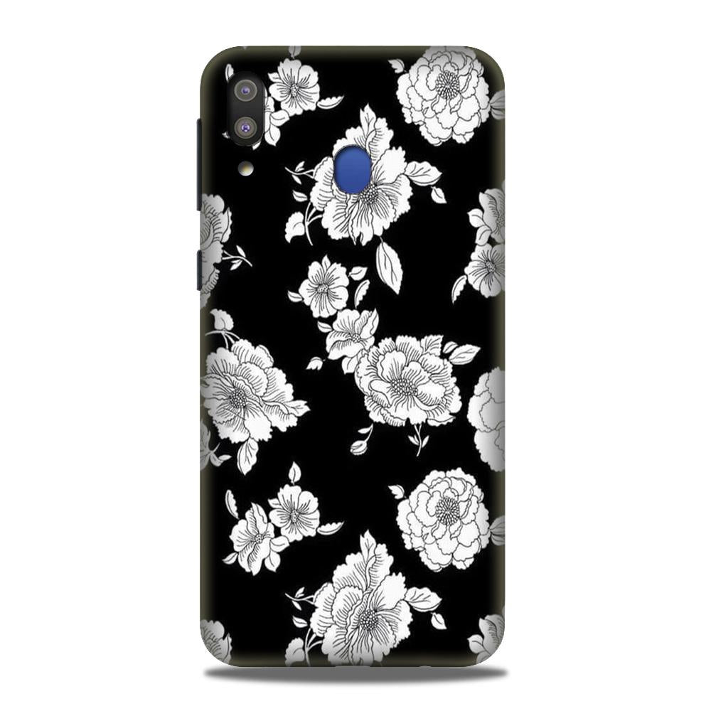 White flowers Black Background Case for Samsung Galaxy A30