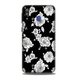 White flowers Black Background Case for Samsung Galaxy M20