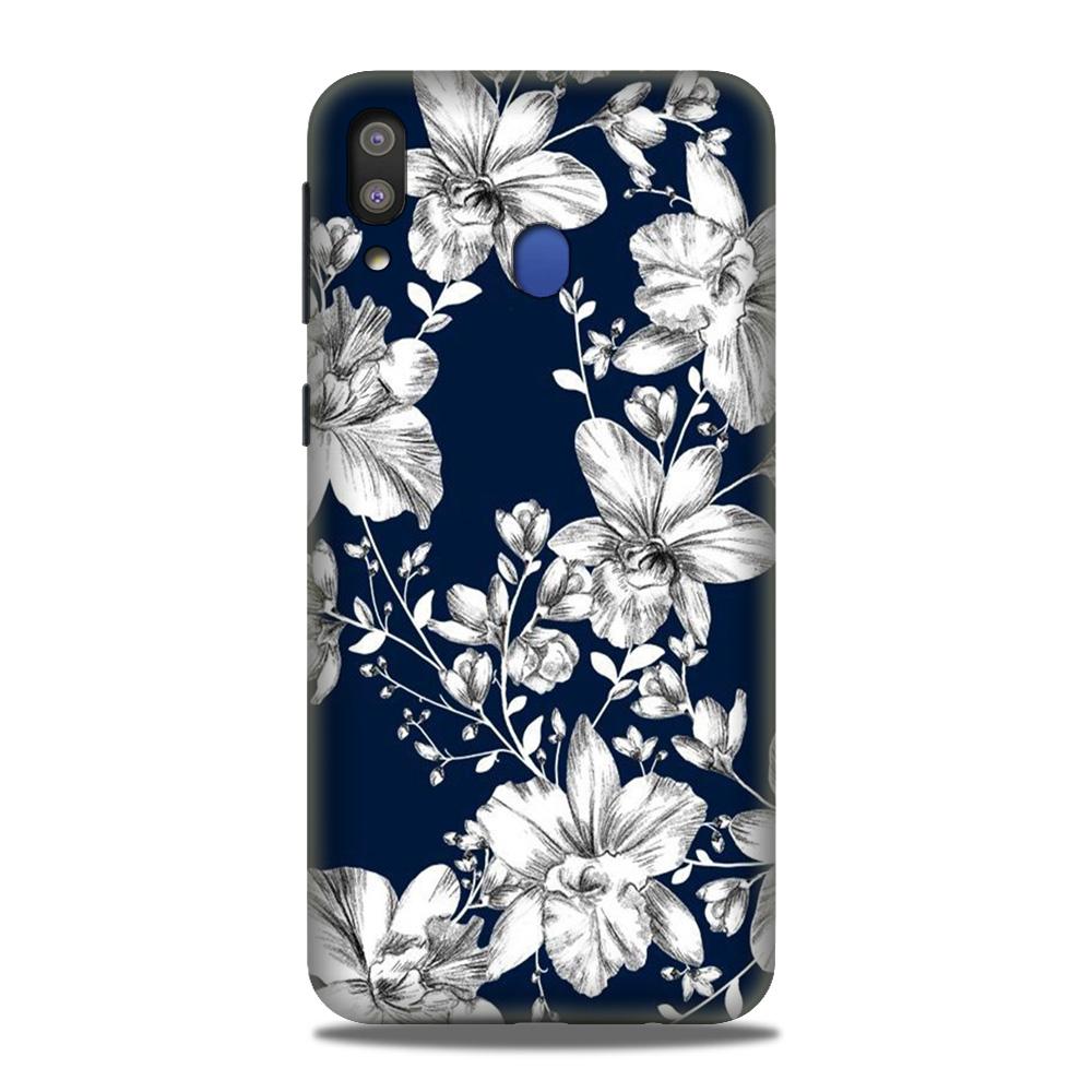 White flowers Blue Background Case for Samsung Galaxy A30