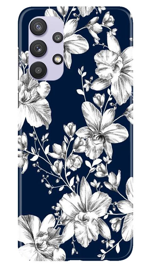 White flowers Blue Background Case for Samsung Galaxy A32