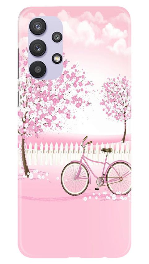 Pink Flowers Cycle Case for Samsung Galaxy A32(Design - 102)