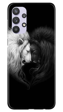 Dark White Lion Mobile Back Case for Samsung Galaxy A32  (Design - 140)