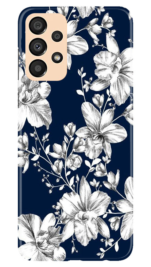White flowers Blue Background Case for Samsung Galaxy A33 5G