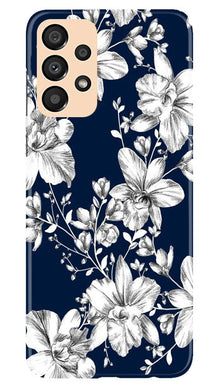 White flowers Blue Background Mobile Back Case for Samsung Galaxy A33 5G (Design - 14)