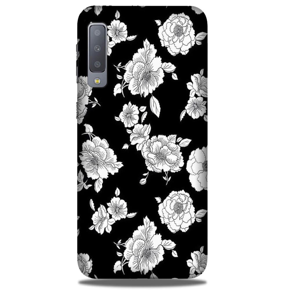 White flowers Black Background Case for Galaxy A50