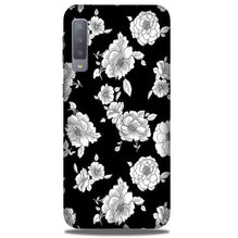White flowers Black Background Mobile Back Case for Galaxy A50 (Design - 9)