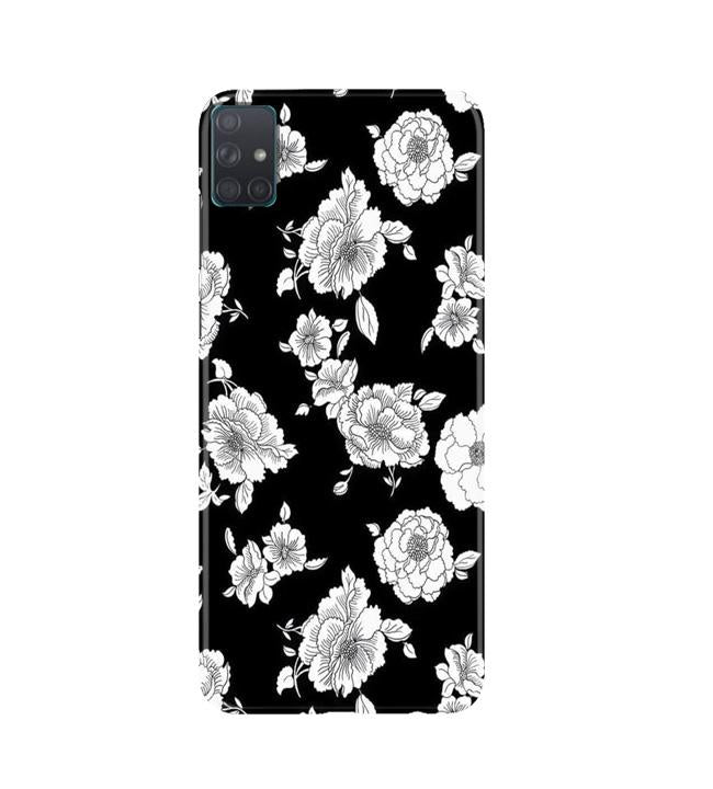 White flowers Black Background Case for Samsung Galaxy A51
