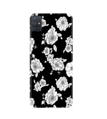 White flowers Black Background Mobile Back Case for Samsung Galaxy A51 (Design - 9)