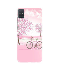 Pink Flowers Cycle Mobile Back Case for Samsung Galaxy A51  (Design - 102)