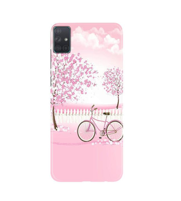Pink Flowers Cycle Case for Samsung Galaxy A51  (Design - 102)