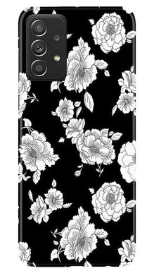 White flowers Black Background Mobile Back Case for Samsung Galaxy A52 (Design - 9)