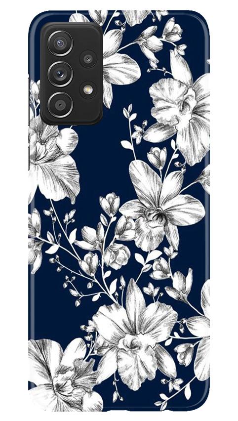 White flowers Blue Background Case for Samsung Galaxy A52