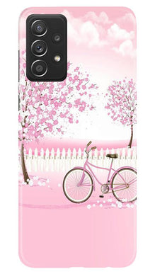 Pink Flowers Cycle Mobile Back Case for Samsung Galaxy A52  (Design - 102)