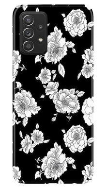 White flowers Black Background Mobile Back Case for Samsung Galaxy A52s 5G (Design - 9)