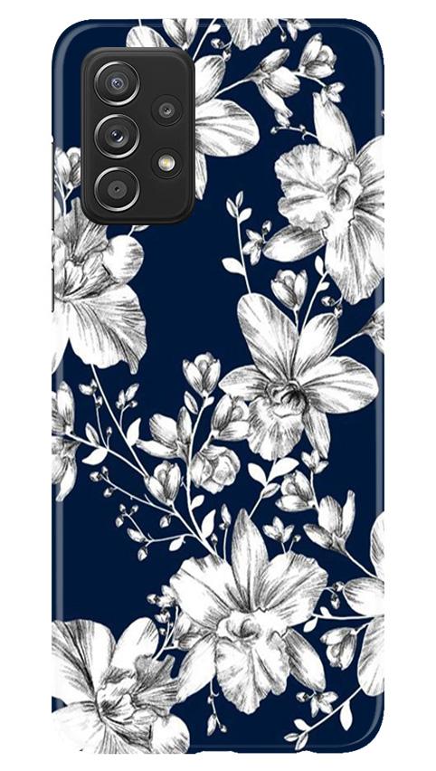 White flowers Blue Background Case for Samsung Galaxy A52s 5G