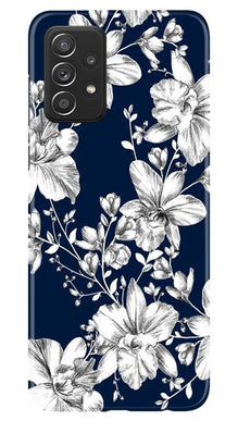 White flowers Blue Background Mobile Back Case for Samsung Galaxy A52s 5G (Design - 14)