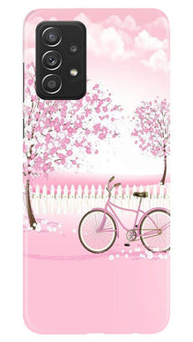 Pink Flowers Cycle Mobile Back Case for Samsung Galaxy A52 5G  (Design - 102)