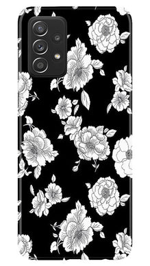 White flowers Black Background Mobile Back Case for Samsung Galaxy A23 (Design - 9)