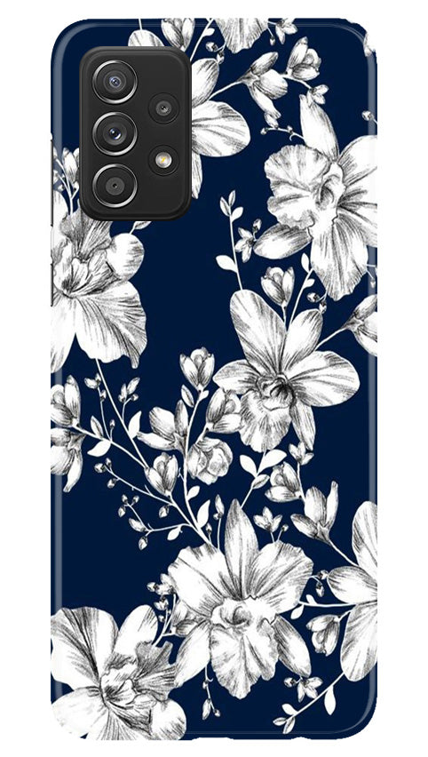 White flowers Blue Background Case for Samsung Galaxy A53
