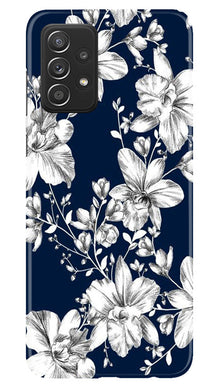 White flowers Blue Background Mobile Back Case for Samsung Galaxy A23 (Design - 14)