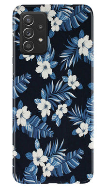 White flowers Blue Background2 Mobile Back Case for Samsung Galaxy A23 (Design - 15)
