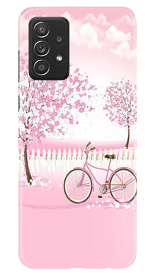 Pink Flowers Cycle Mobile Back Case for Samsung Galaxy A73 5G  (Design - 102)