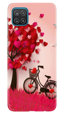 Red Heart Cycle Mobile Back Case for Samsung Galaxy F12 (Design - 222)