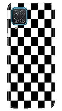 Black White Boxes Mobile Back Case for Samsung Galaxy F12 (Design - 372)