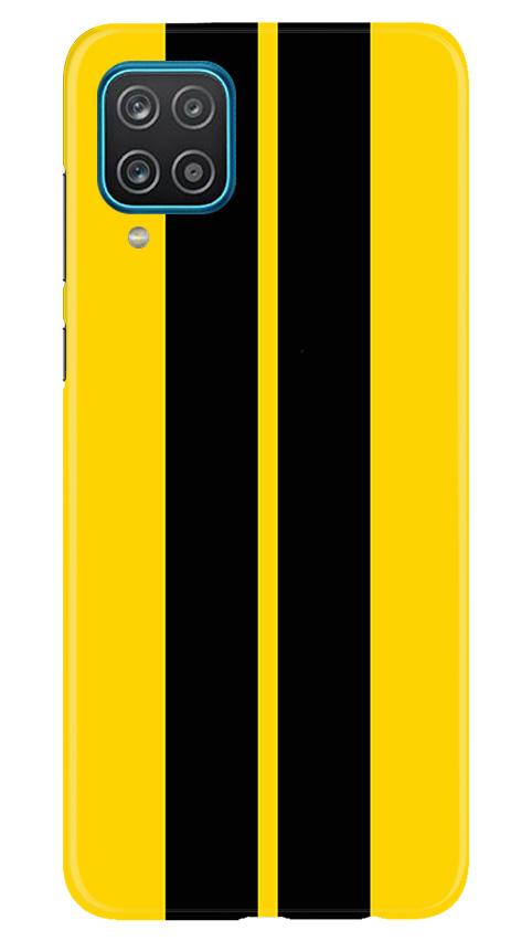 Black Yellow Pattern Mobile Back Case for Samsung Galaxy F12 (Design - 377)