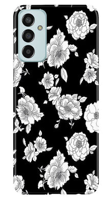 White flowers Black Background Mobile Back Case for Samsung Galaxy F13 (Design - 9)